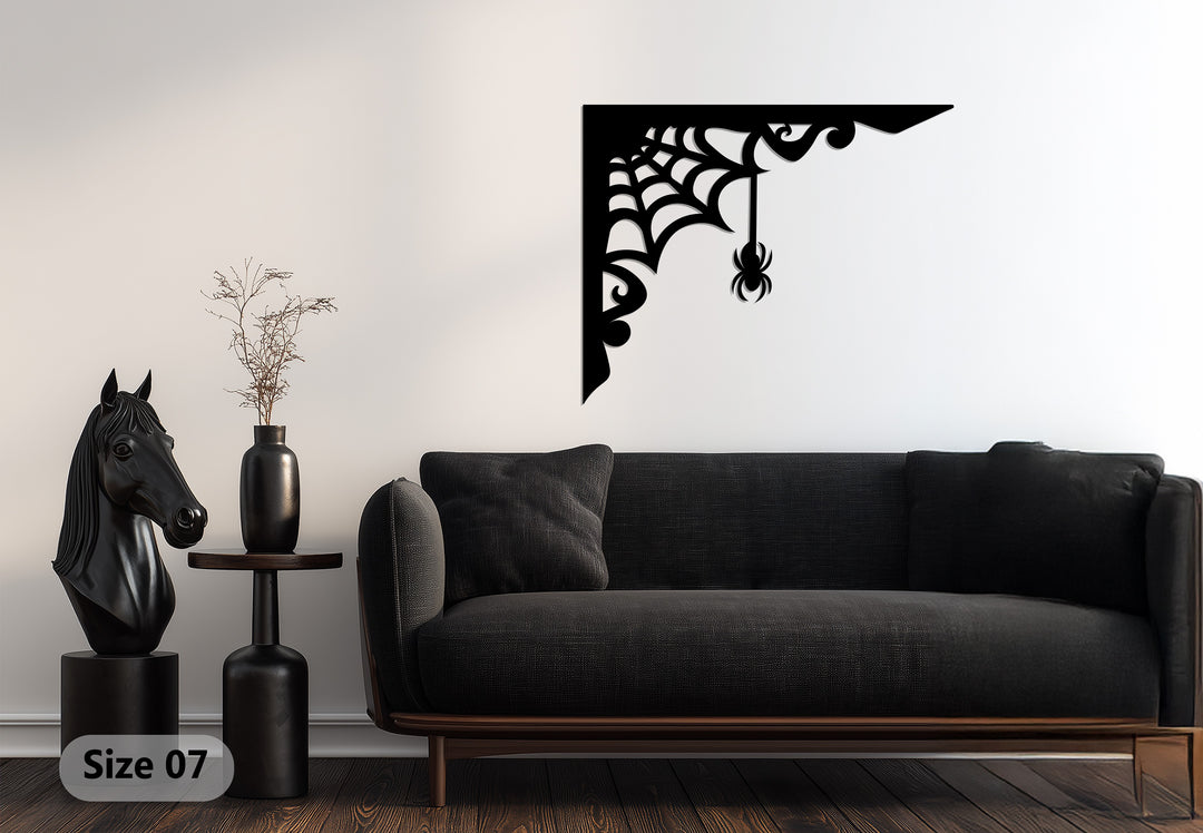 Spider Web Corner – Gothic Spider Metal Wall Art