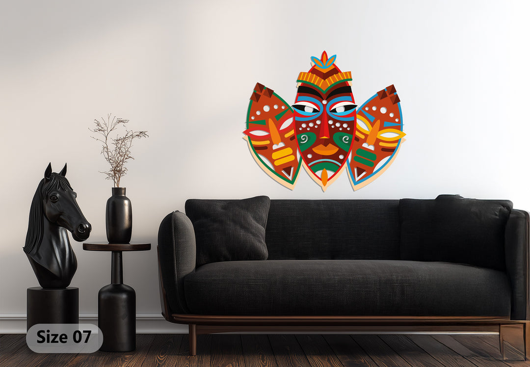 Tribal Mask Metal Wall Art – Colorful African-Inspired Home Decor