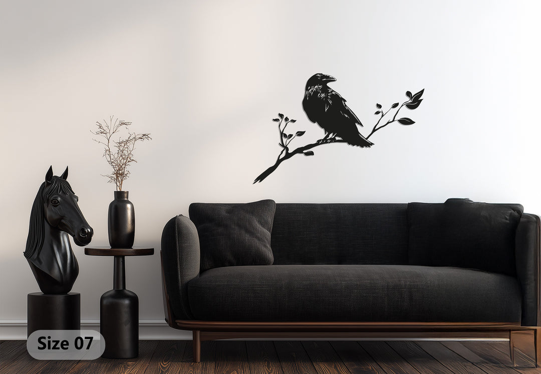 Raven Metal Wall Art – Bird Silhouette Decor
