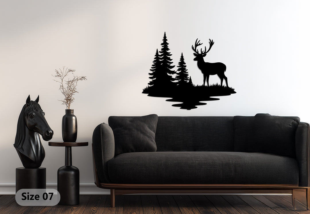 Forest Reflection Deer Metal Wall Art – Rustic Nature Décor