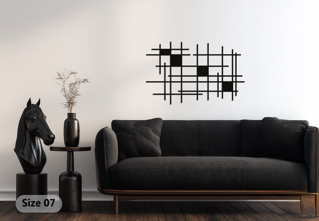 Geometric Grid Wall Art – Modern Metal Wall Decor