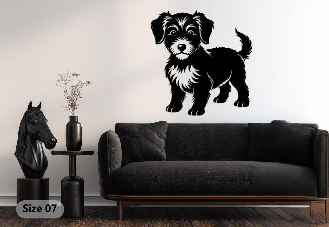 Playful Puppy Silhouette – Dog Metal Wall Art