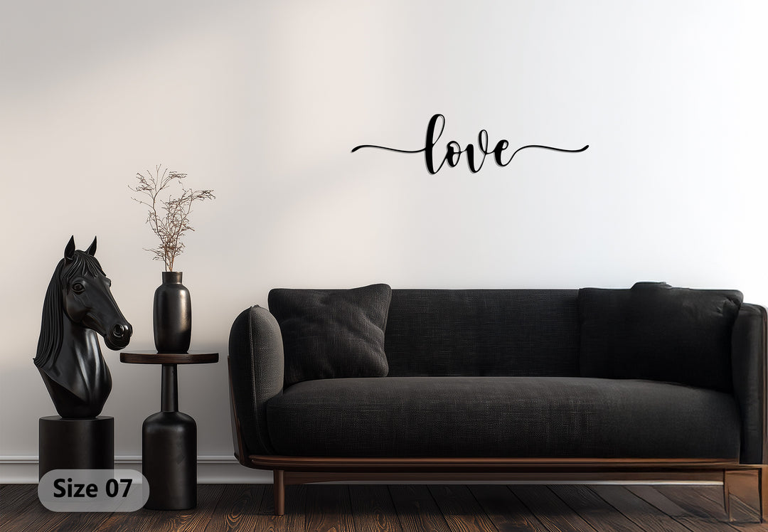 Elegant Script Love – Modern Metal Wall Art