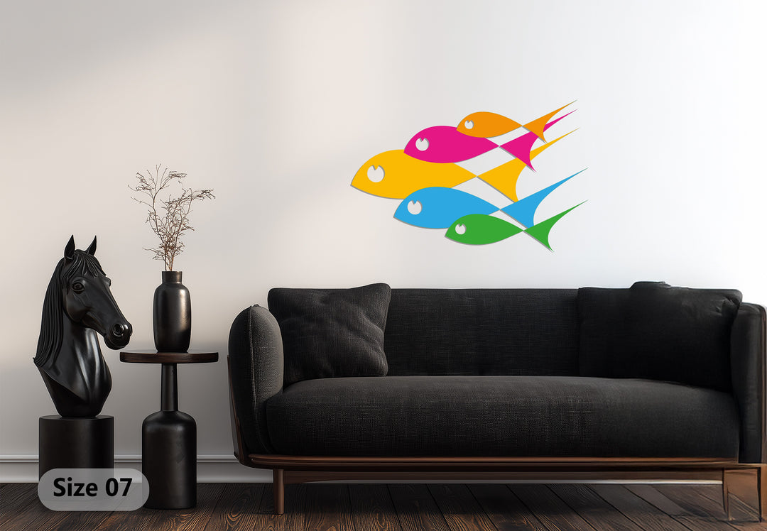 Color Splash Harmony – Modern Abstract Fish Metal Wall Art