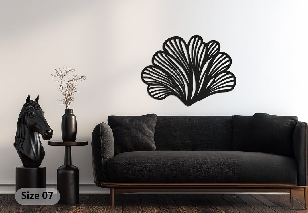 Abstract Leaf Fan Metal Wall Art – Modern Black Botanical Decor