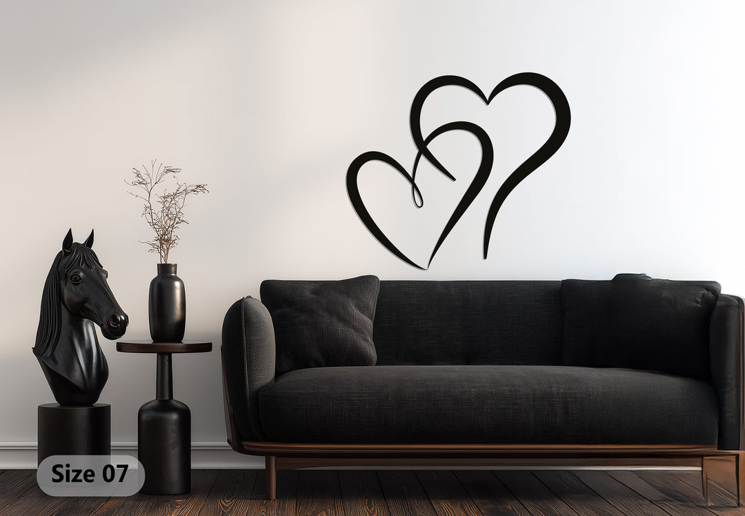Intertwined Double Hearts – Romantic Metal Wall Art