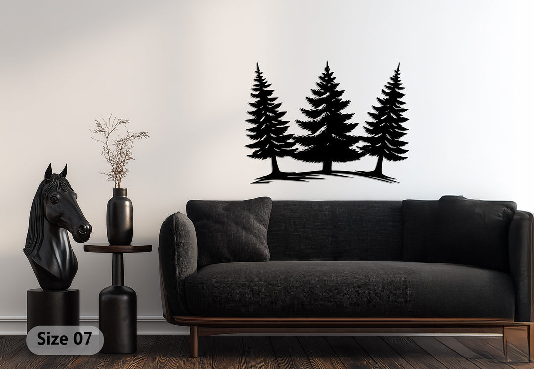 Evergreen Serenity – Pine Forest Metal Wall Art