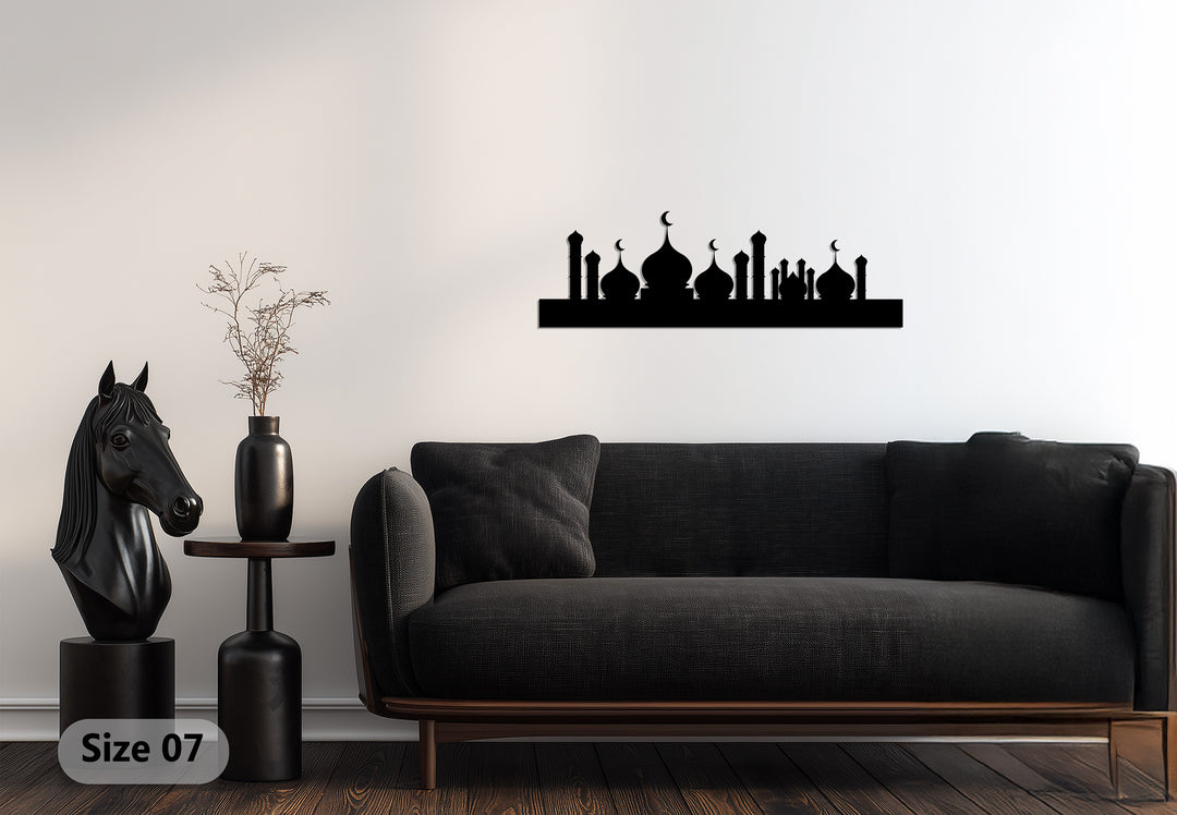 Horizontal mosque silhouette metal decor