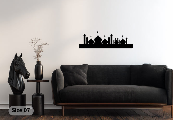 Horizontal mosque silhouette metal decor