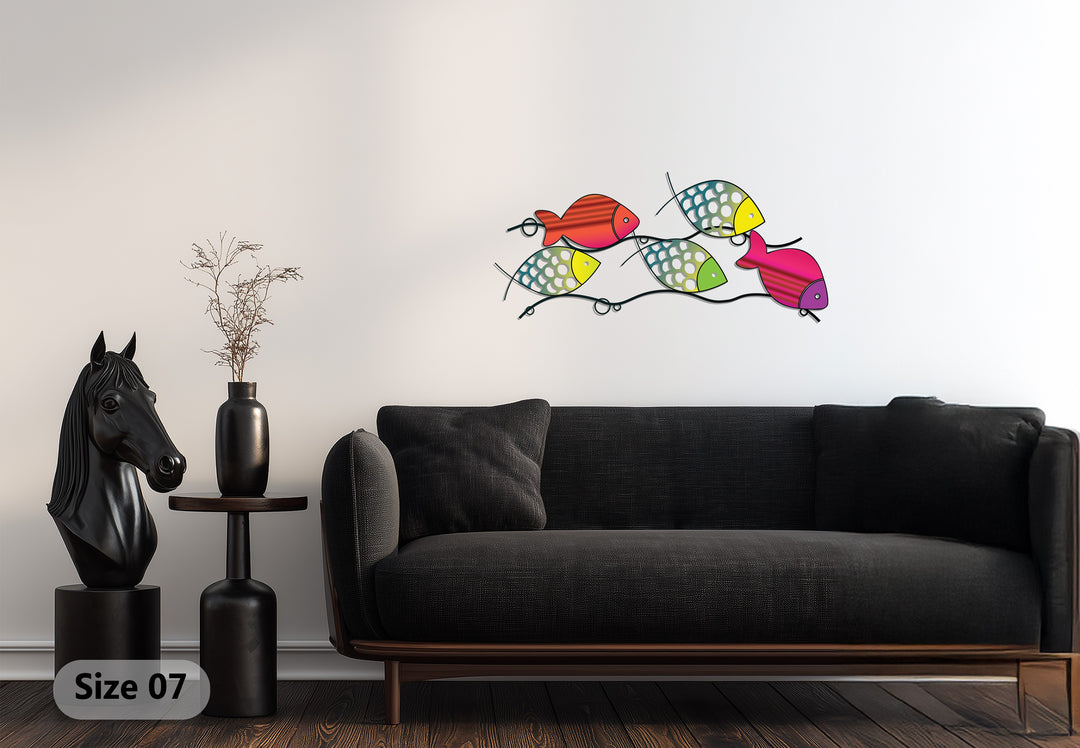 Colorful Fish Metal Wall Art – Modern Ocean-Inspired Abstract Design