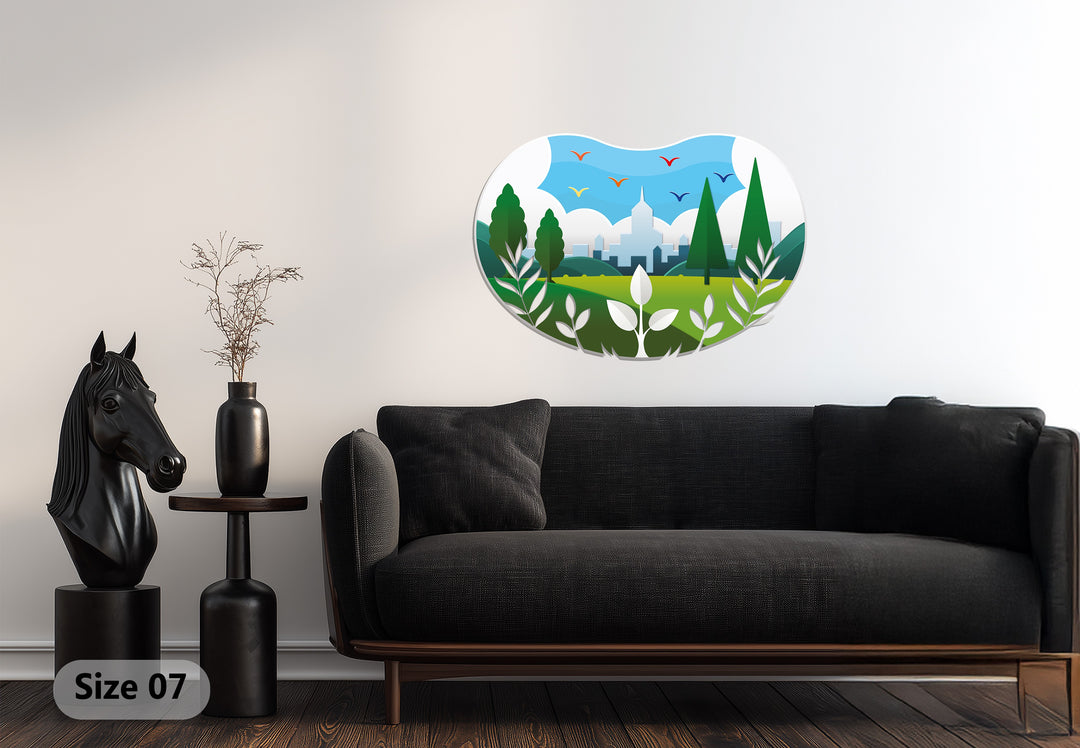 Urban Serenity – Modern Nature Landscape Metal Wall Art