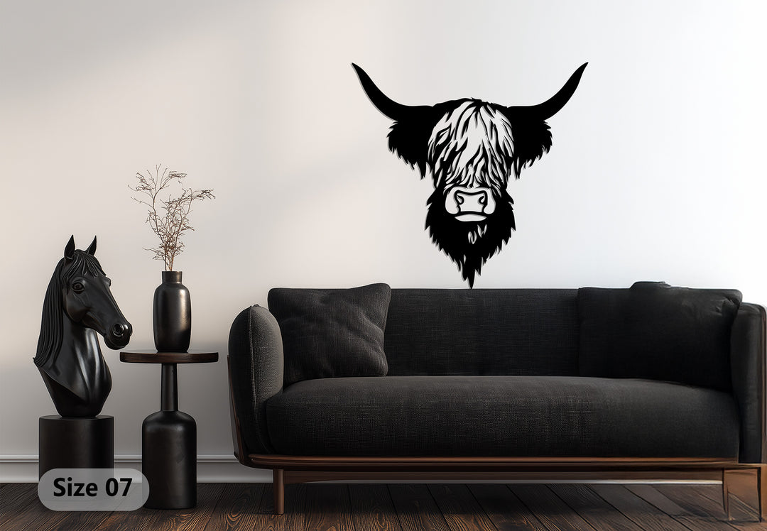 Highland Cow Metal Wall Art – Rustic Farmhouse Red Bull Decor