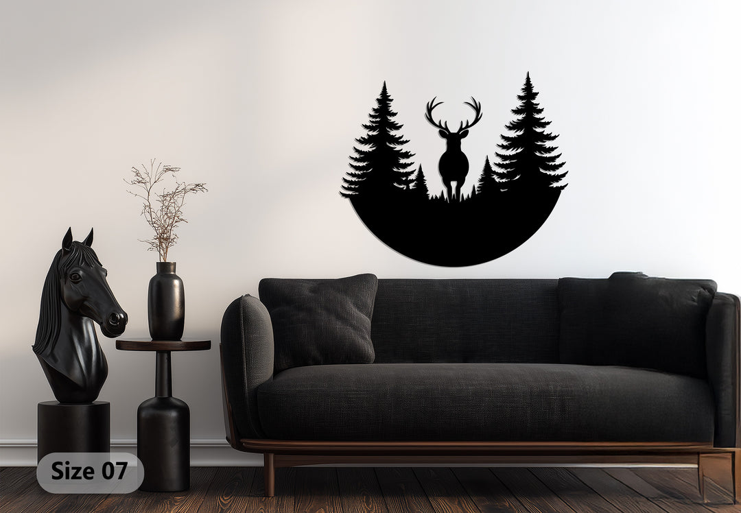 Majestic Deer in Forest Metal Wall Art – Rustic Nature Décor