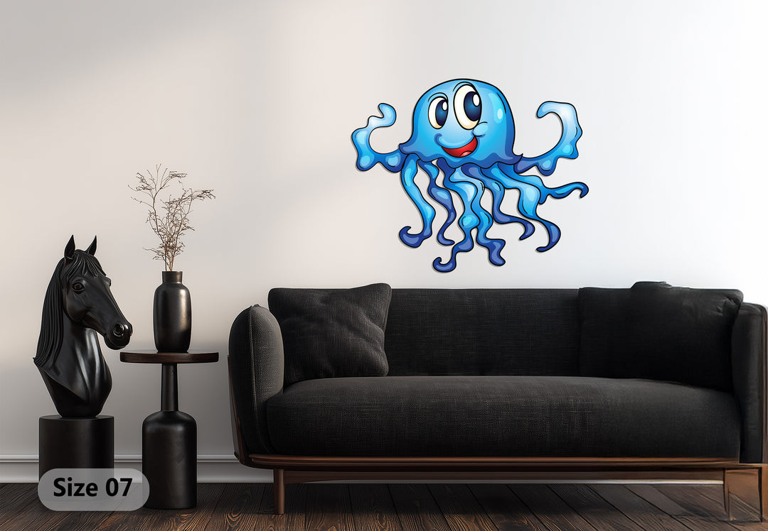 Happy Jellyfish Metal Wall Art – Playful Ocean-Inspired Design