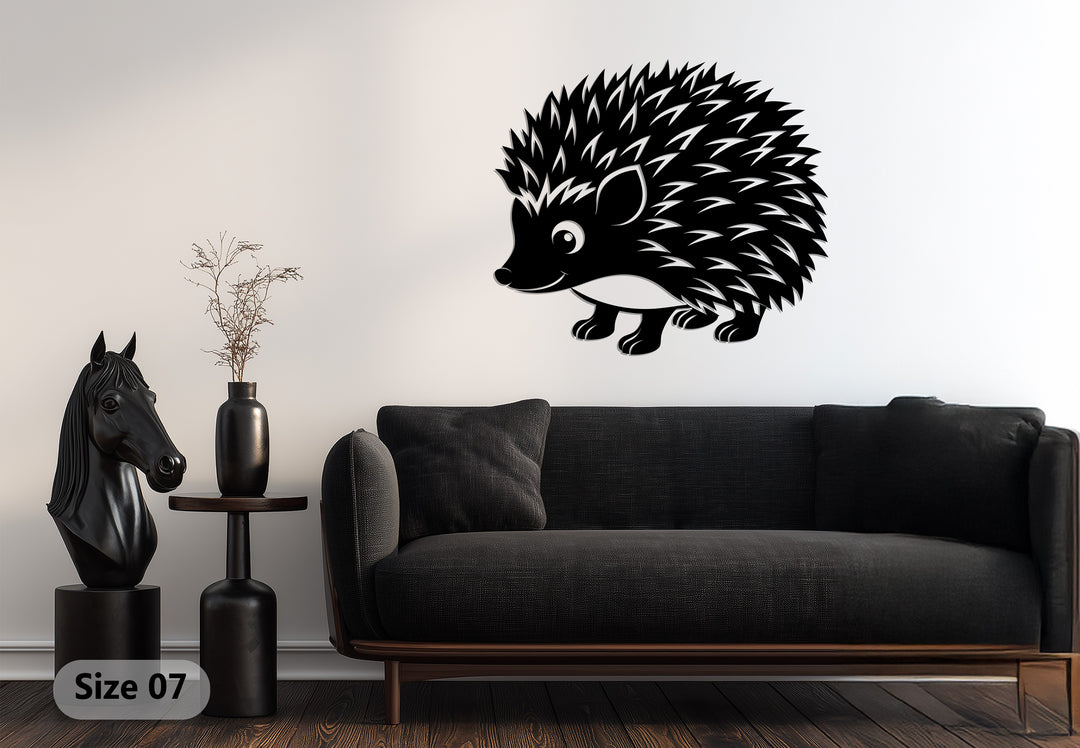 Cute Hedgehog Silhouette – Animal Metal Wall Art
