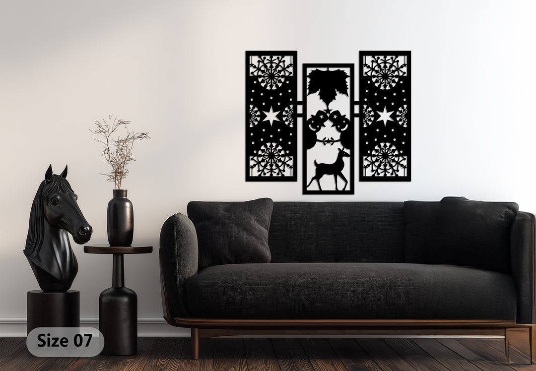 بهجة الشتاء – رجل الثلج ورنة عيد الميلاد فن جداري معدني