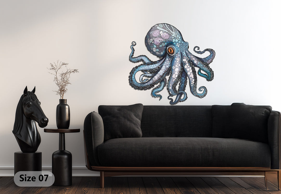 Ocean Octopus Metal Wall Art – Intricate Marine-Inspired Home Decor