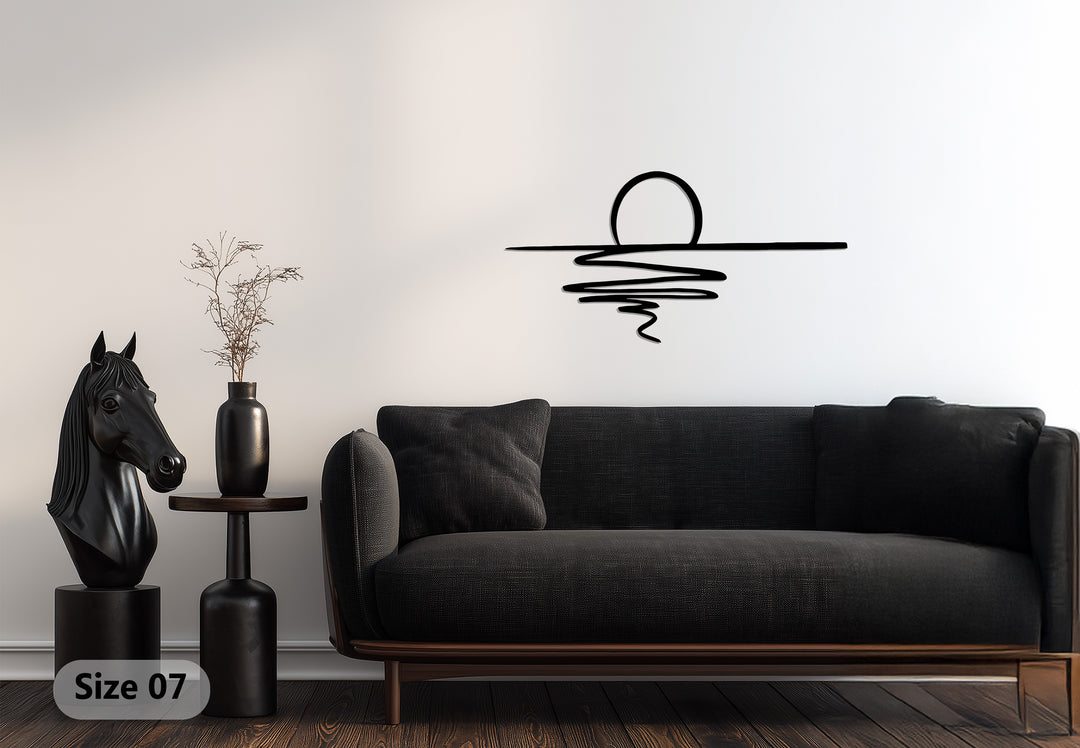 Abstract Sunset Metal Wall Art – Minimalist Coastal Decor