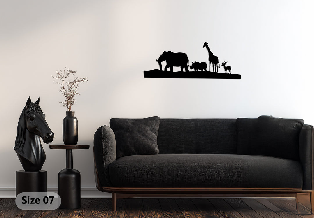 Safari Wildlife Silhouette – African Animals Metal Wall Art