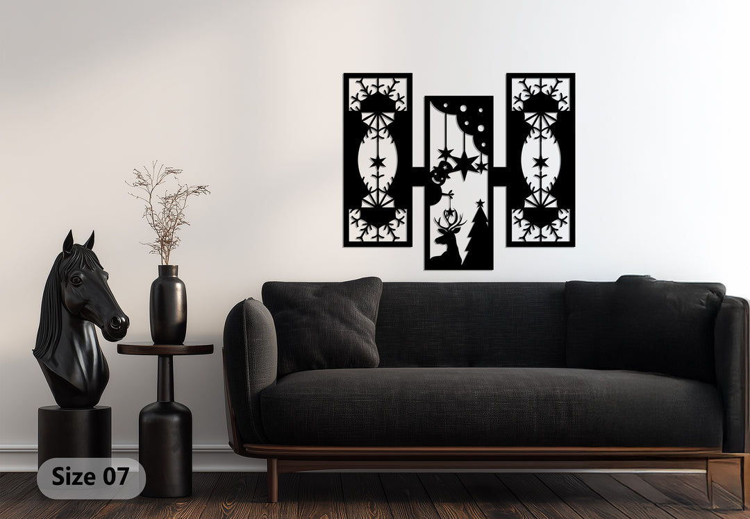 أضواء الرنة - تصميم هندسي لعيد الميلاد فن جداري معدني