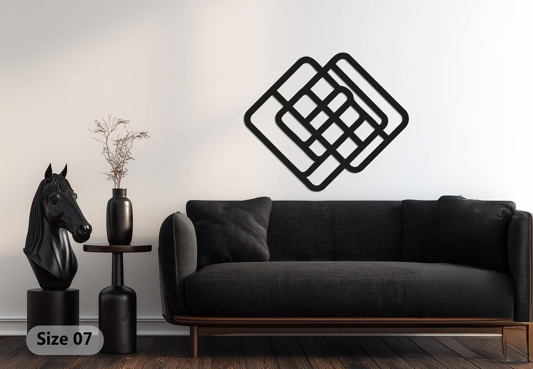Geometric Woven Squares Metal Wall Art – Modern Abstract Décor