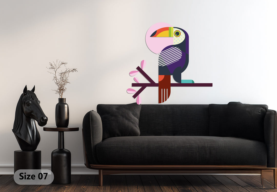 Modern Toucan Metal Wall Art – Colorful Geometric Bird Home Decor