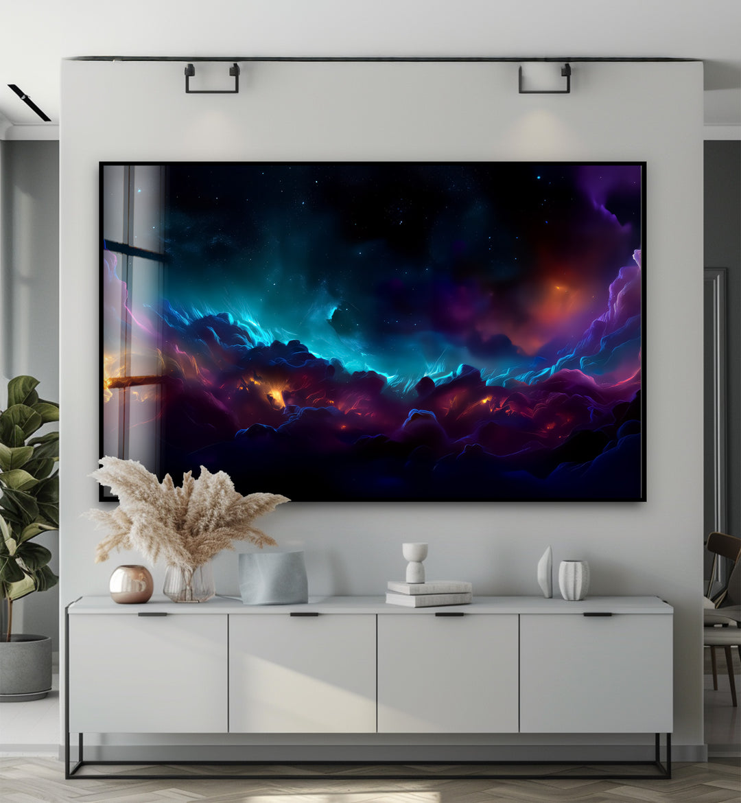 Portal to the Cosmos – Abstract Galaxy Dreamscape Glass Wall Art