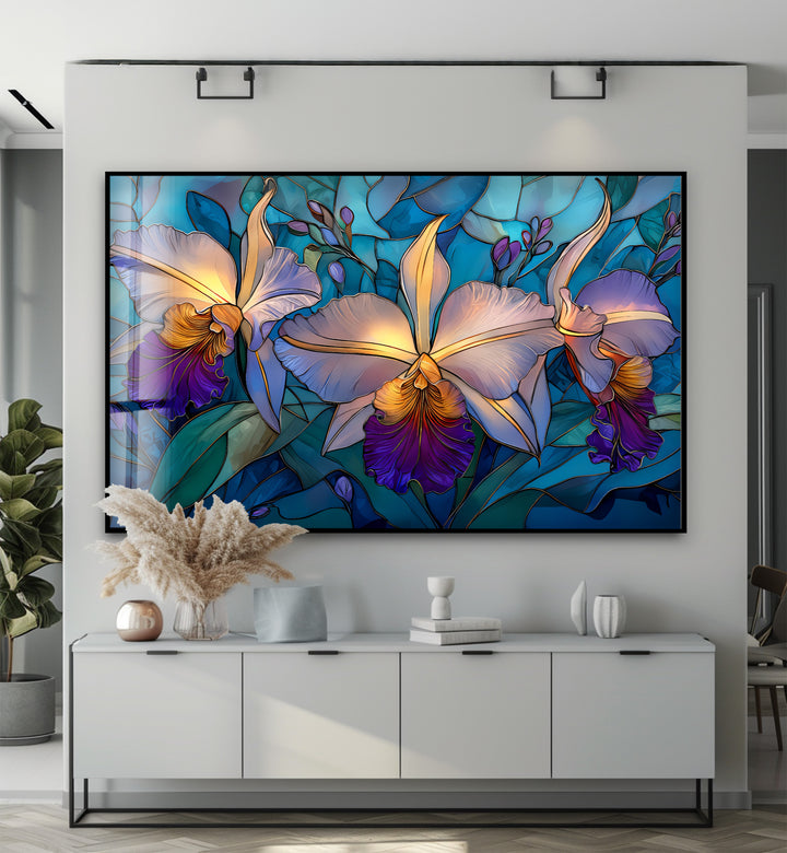 Orchid Symphony – Tropical Bloom Glass Wall Art