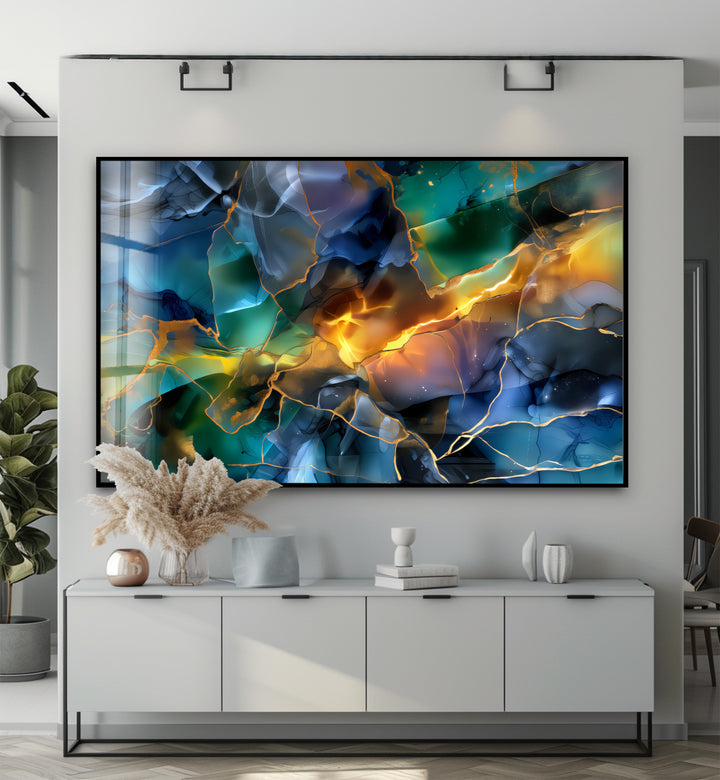 Fractured Light – Abstract Shattered Prism Glass Wall Art