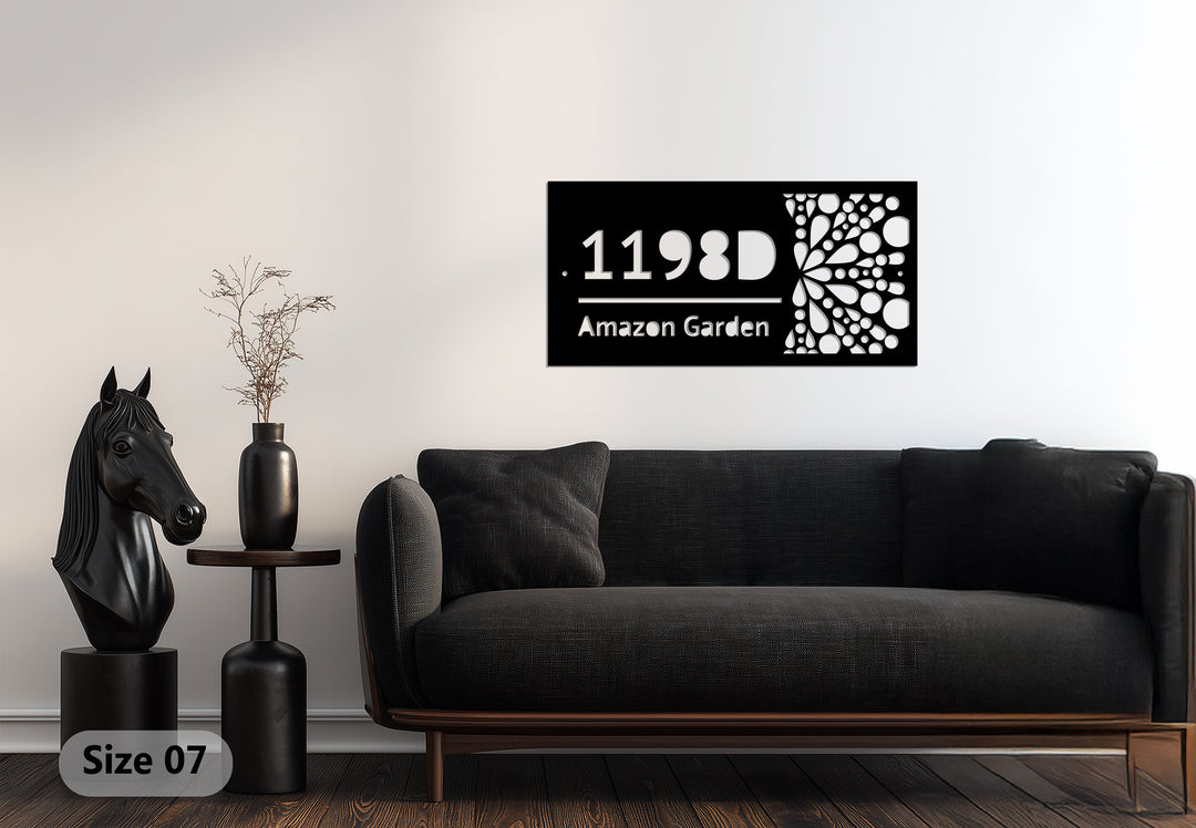 Custom Metal Address Plaque – Modern Raindrop Design House Number Sign