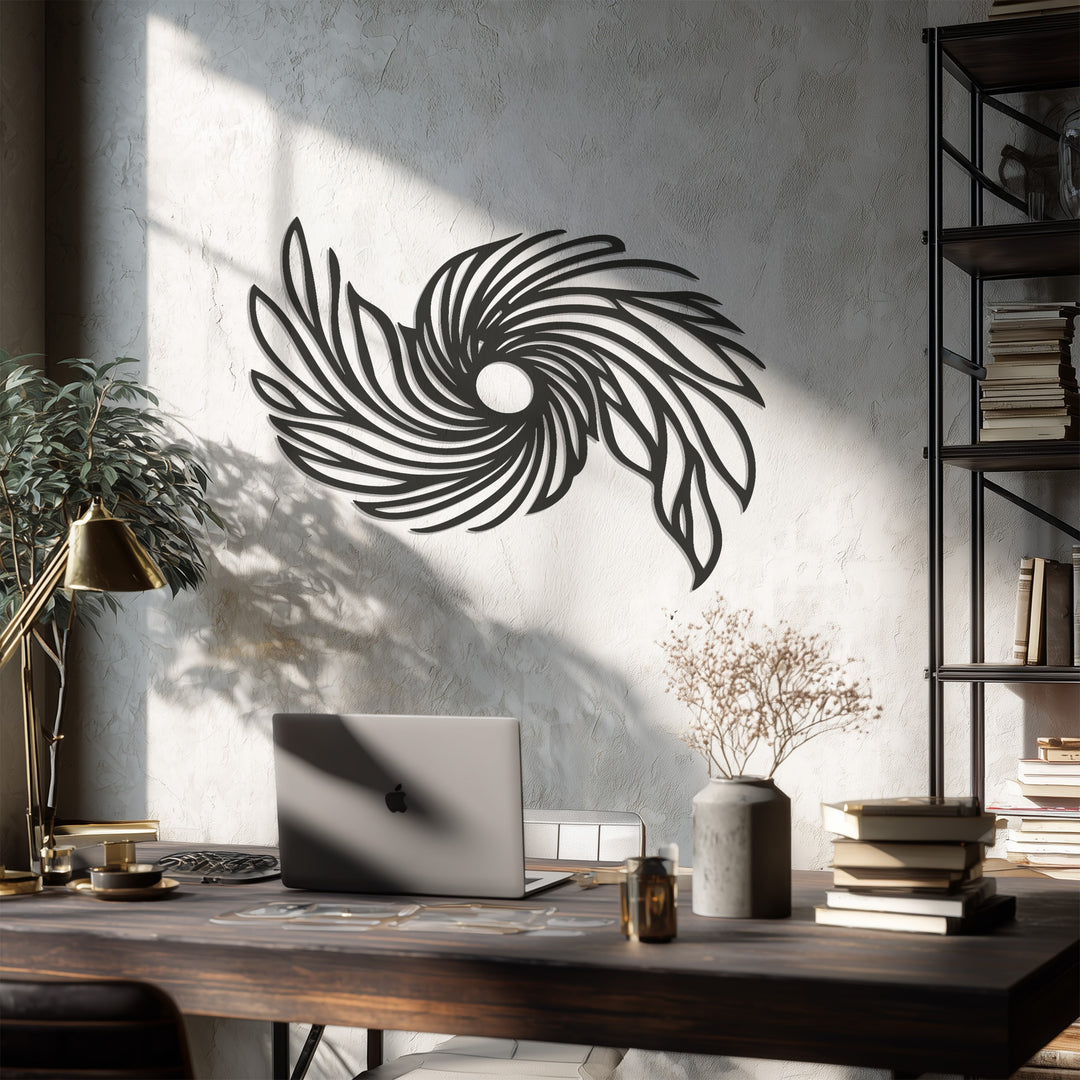 Abstract Sunburst Metal Wall Art – Modern Black Geometric Decor