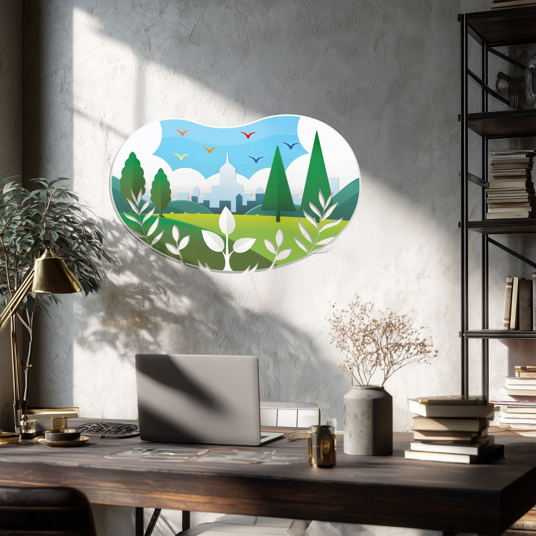 Urban Serenity – Modern Nature Landscape Metal Wall Art