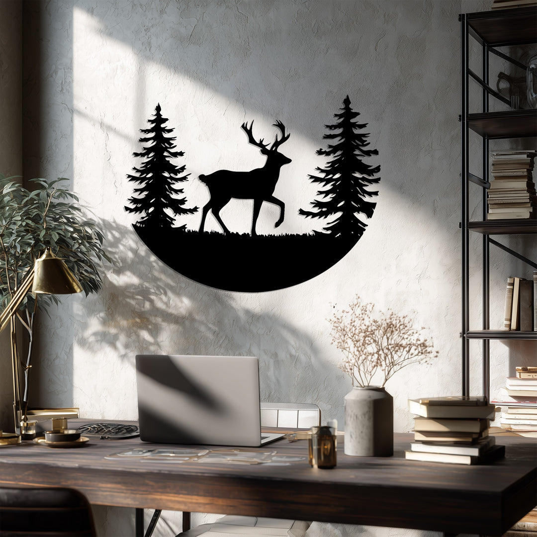 Deer Forest Metal Wall Art – Nature Wildlife Home Decor