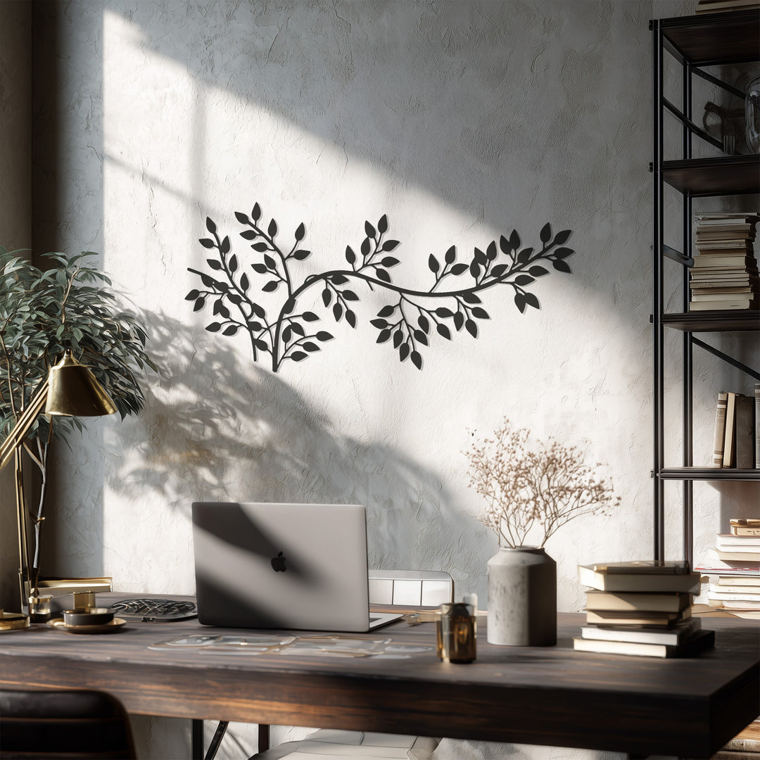 Leaf Branch Metal Wall Art – Minimalist Botanical Design