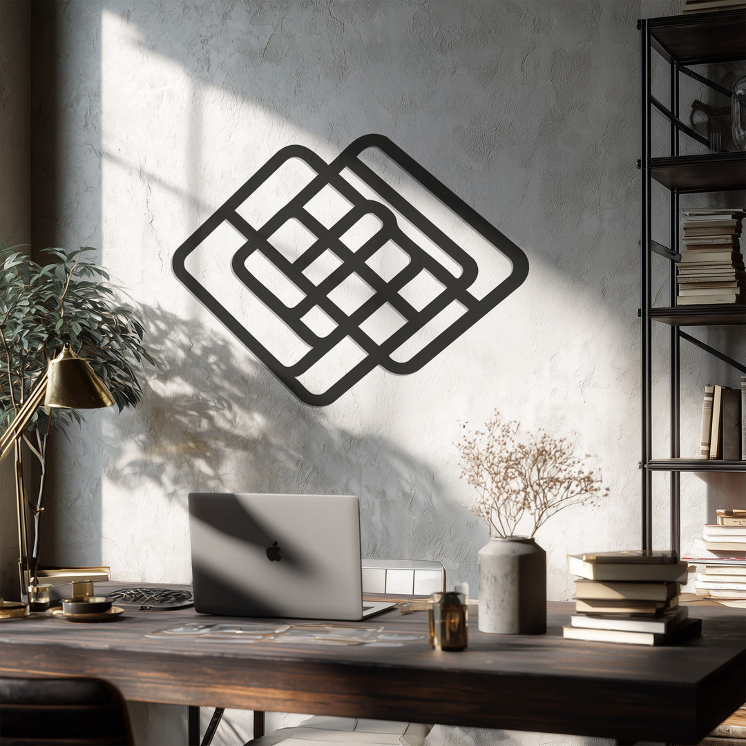 Geometric Woven Squares Metal Wall Art – Modern Abstract Décor