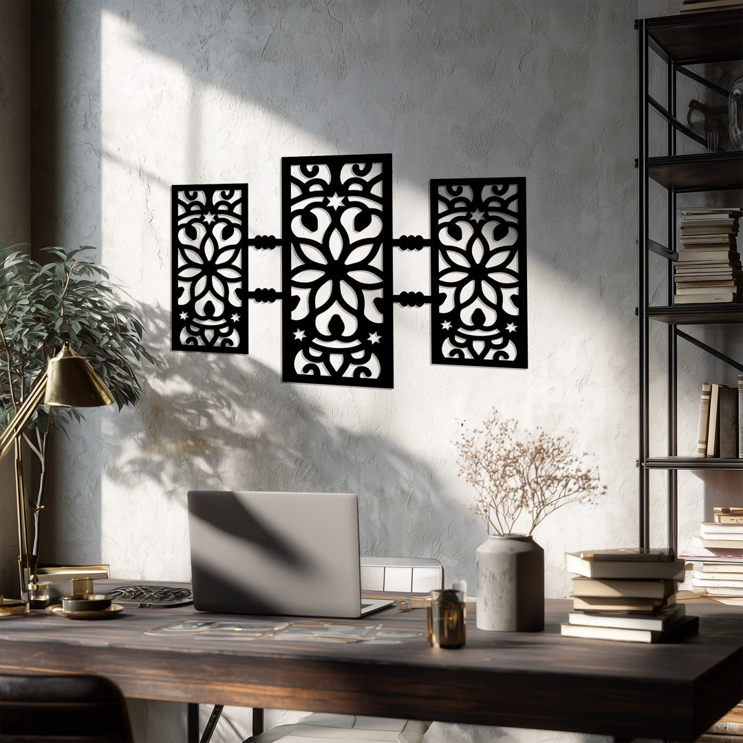 بتلة مضيئة – تصميم هندسي زهري حديث فن جداري معدني