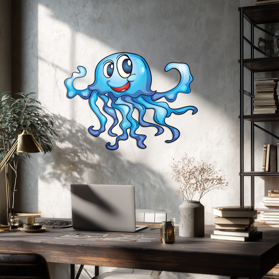 Happy Jellyfish Metal Wall Art – Playful Ocean-Inspired Design