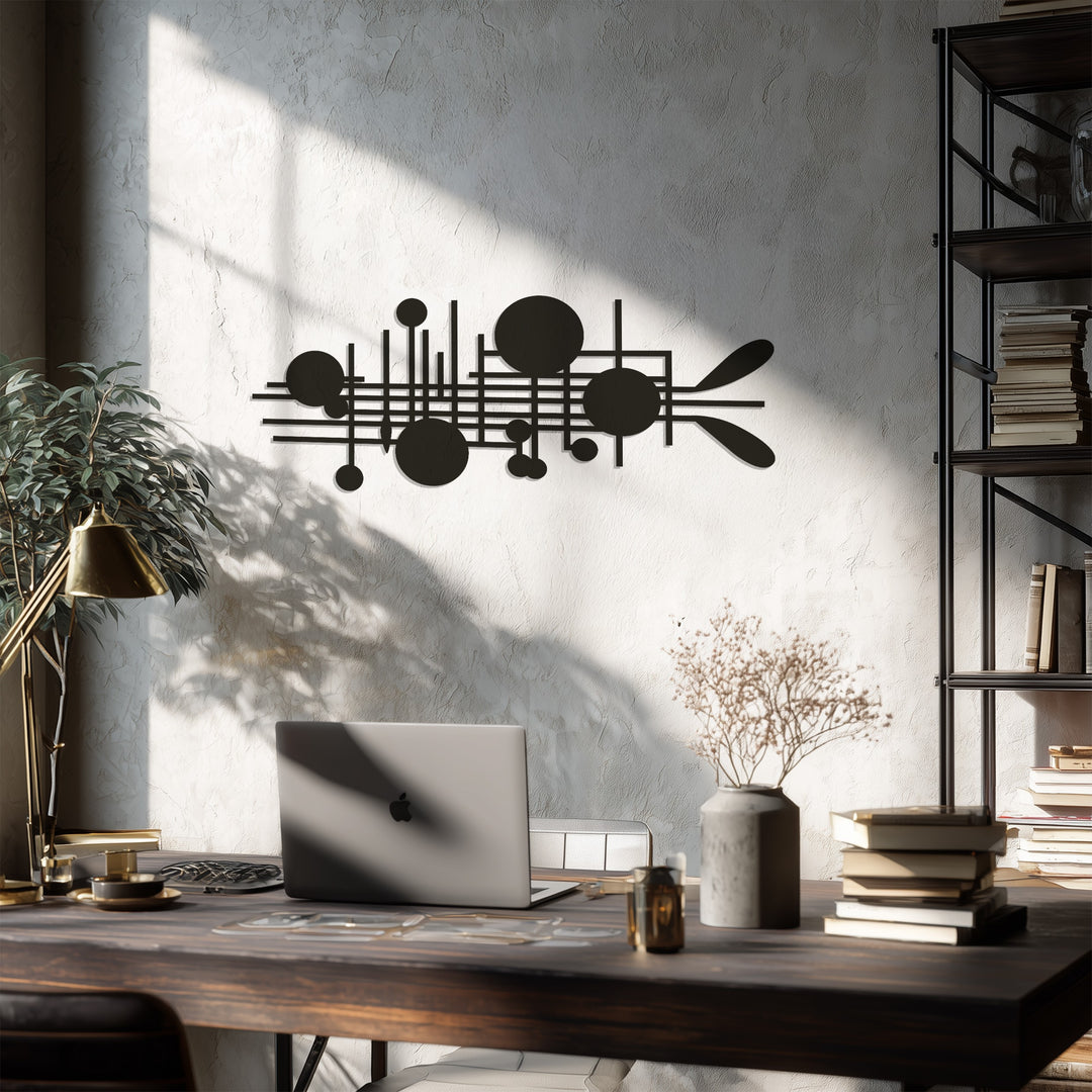 Abstract Circles & Lines Metal Wall Art – Modern Geometric Sculpture