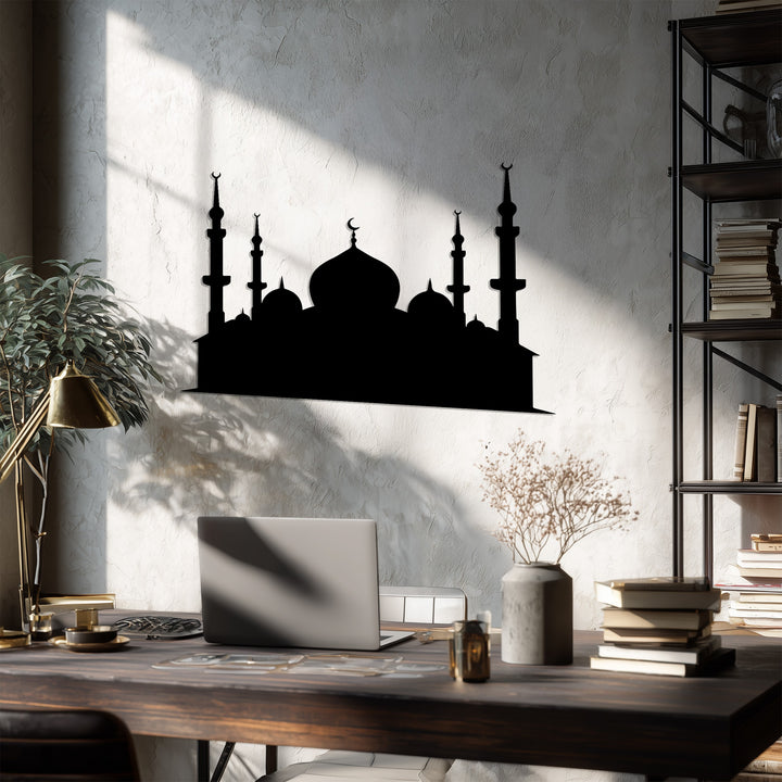 Ramadan mosque silhouette metal wall art