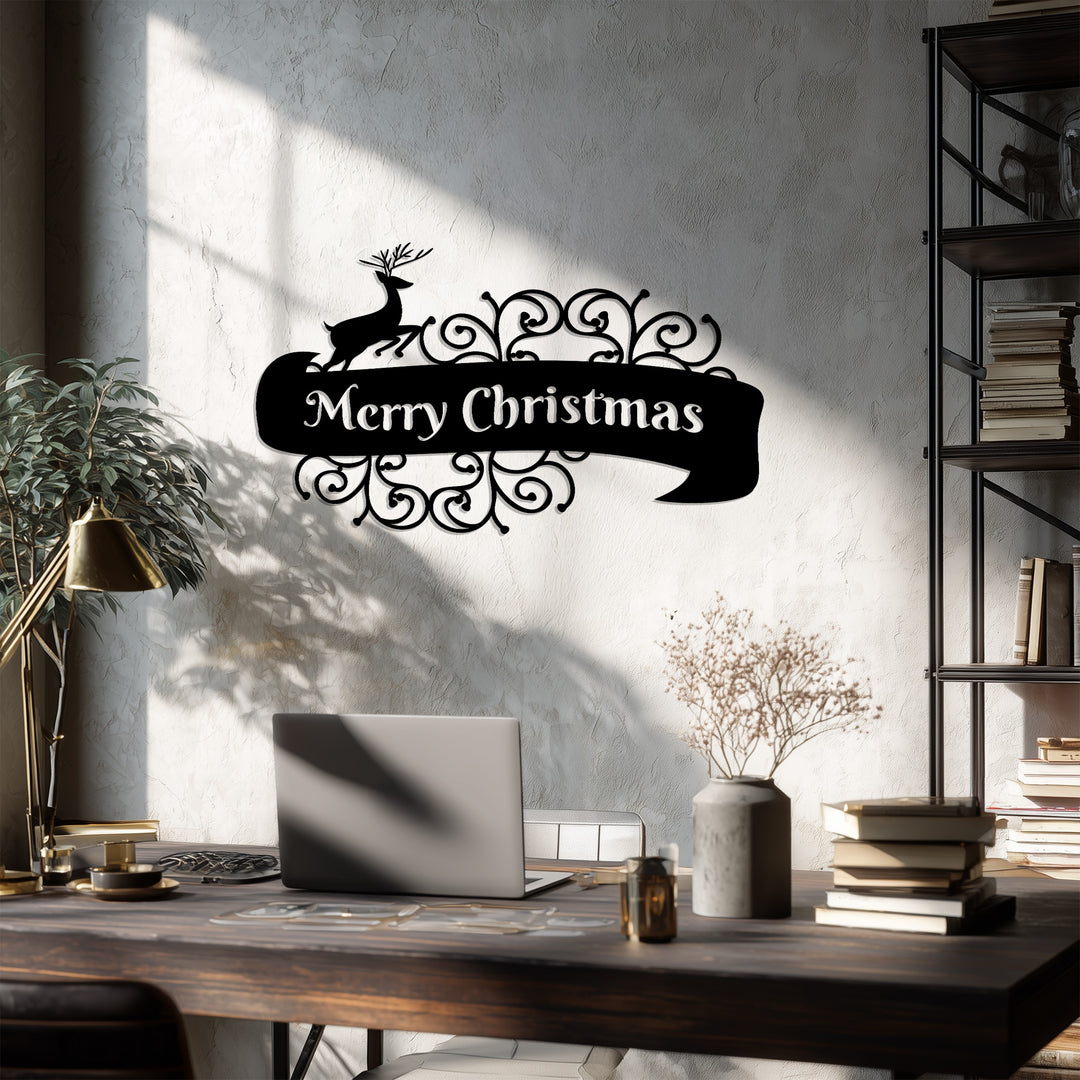 أناقة احتفالية – غزلان عيد الميلاد المجيد فن جداري معدني