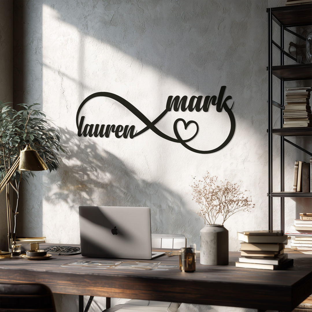 Infinity Couple Name Metal Wall Art – Personalized Decor