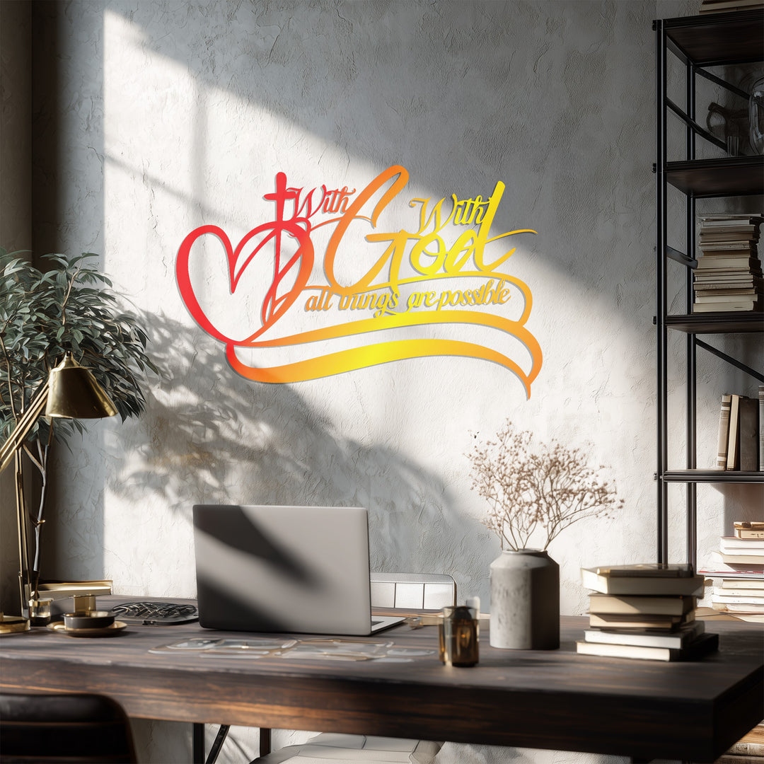 With God All Things Are Possible Metal Wall Art – Inspirational Christian Décor