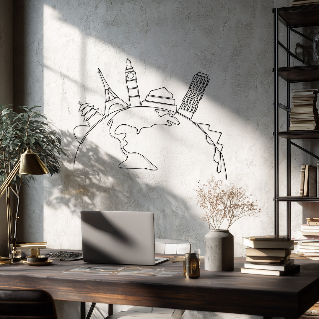 Travel inspired world metal wall art