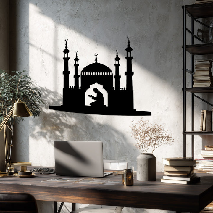 Black metal mosque wall decor