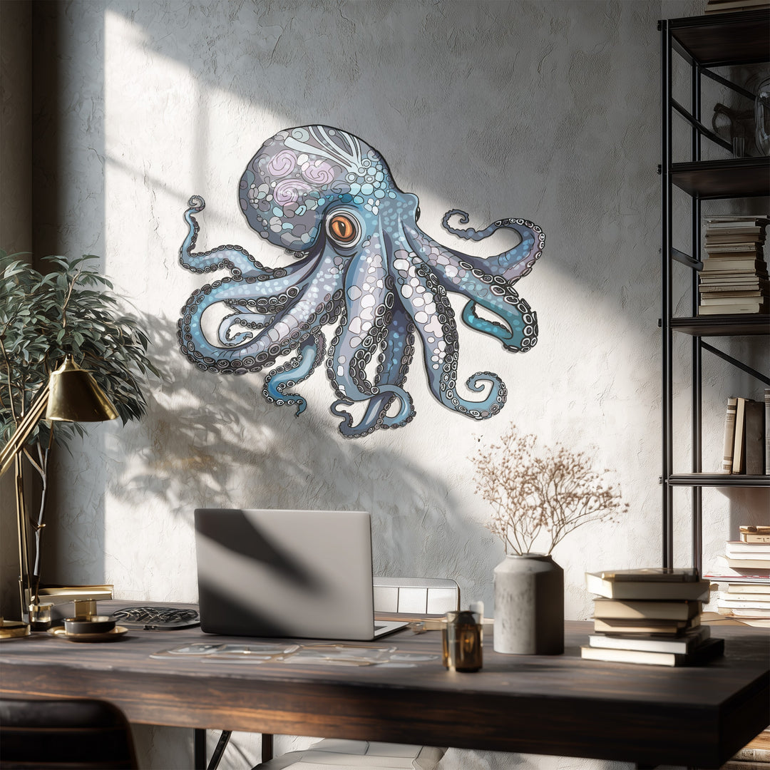 Ocean Octopus Metal Wall Art – Intricate Marine-Inspired Home Decor