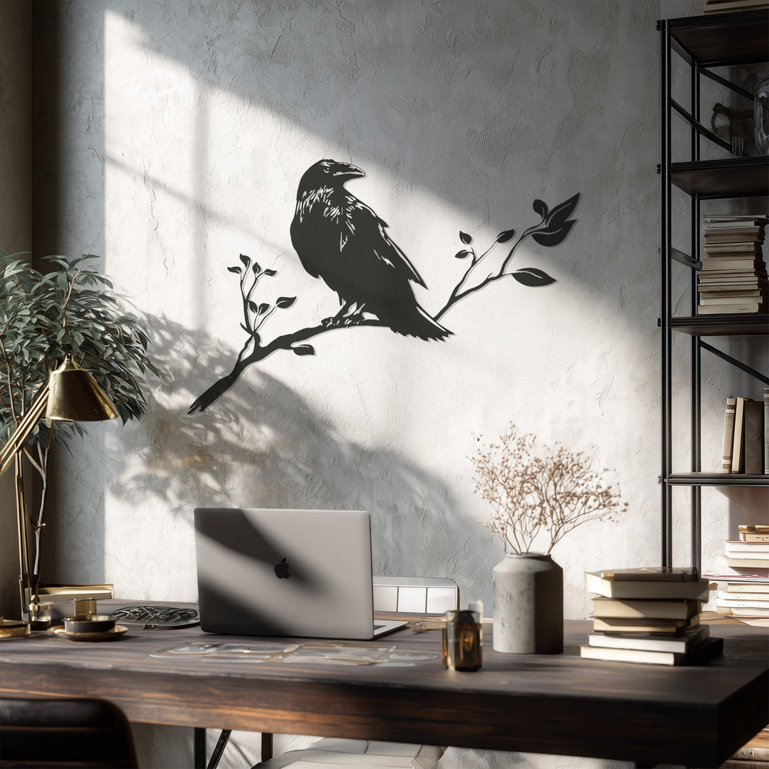 Raven Metal Wall Art – Bird Silhouette Decor