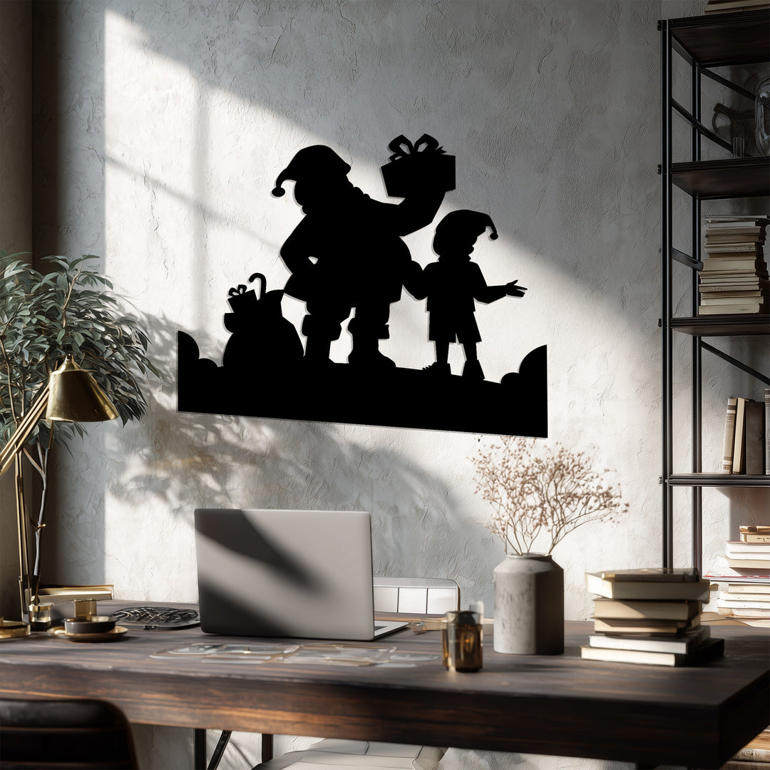 لحظة هدية سانتا – عيد الميلاد فن جداري معدني