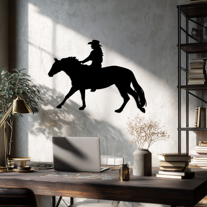 Western cowboy riding horse silhouette decor