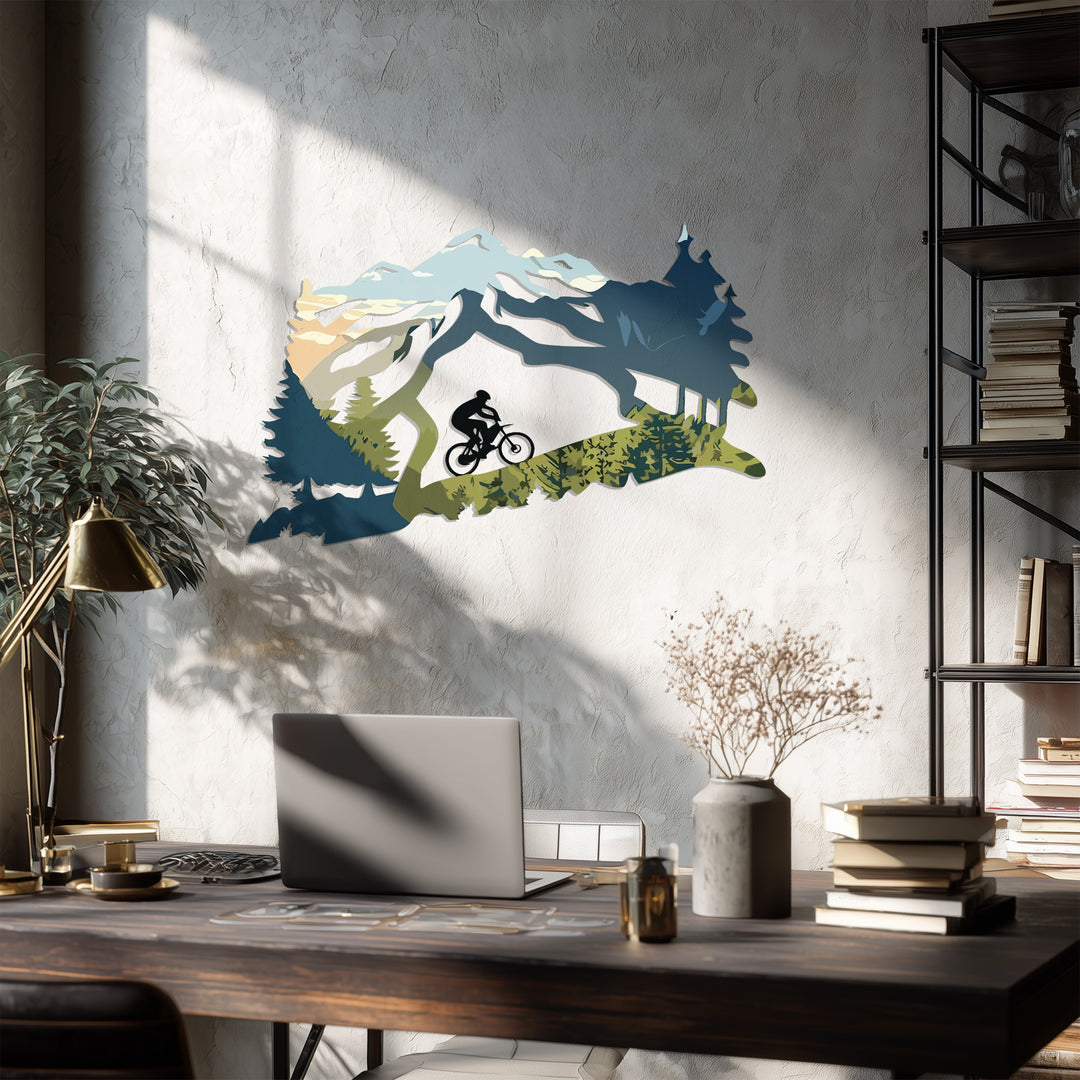 Mountain Biker Metal Wall Art – Adventure Landscape Design