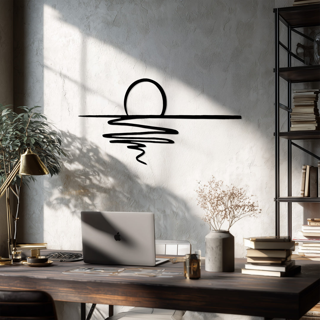 Abstract Sunset Metal Wall Art – Minimalist Coastal Decor